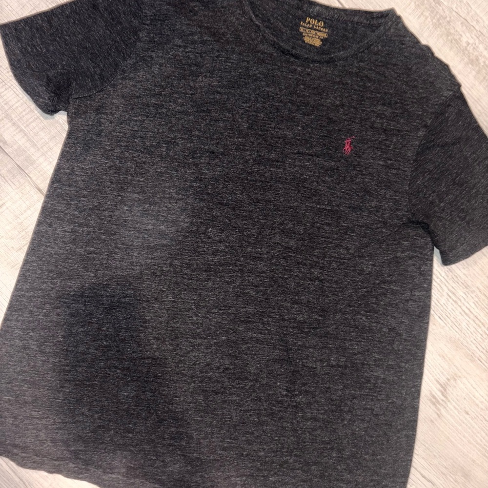 Polo by Ralph Lauren Men’s Dark Charcoal Tee with Red Pony